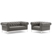 Idyll Tufted Upholstered Leather Loveseat and Armchair - Gray - MOD6865