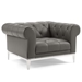 Idyll Tufted Upholstered Leather Loveseat and Armchair - Gray - MOD6865