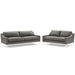 Harness Stainless Steel Base Leather Sofa and Loveseat Set - Gray - MOD6870