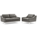 Harness Stainless Steel Base Leather Loveseat & Armchair Set - Gray - MOD6878