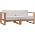 Upland Outdoor Patio Teak Wood 2-Piece Sectional Sofa Loveseat - Natural White