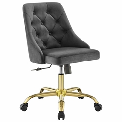 Distinct Tufted Swivel Performance Velvet Office Chair - Gold Gray 