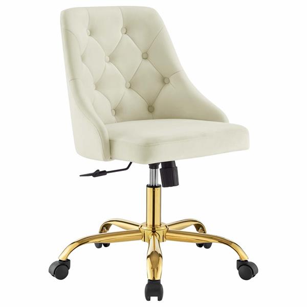 Distinct Tufted Swivel Performance Velvet Office Chair - Gold Ivory 