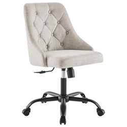 Distinct Tufted Swivel Upholstered Office Chair - Black Beige 