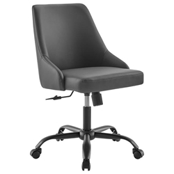 Designate Swivel Vegan Leather Office Chair - Black Gray 