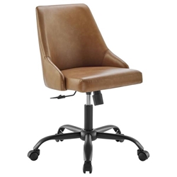 Designate Swivel Vegan Leather Office Chair - Black Tan 
