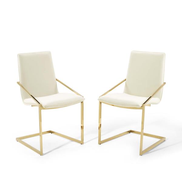 Pitch Dining Armchair Performance Velvet Set of 2 - Gold Ivory 