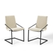 Pitch Dining Armchair Upholstered Fabric Set of 2 - Black Beige - MOD7137