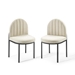 Isla Dining Side Chair Upholstered Fabric Set of 2 - Black Beige - MOD7162