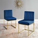 Carriage Dining Chair Performance Velvet Set of 2 - Gold Navy - MOD7175
