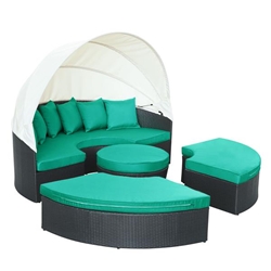 Quest Canopy Outdoor Patio Daybed - Espresso Turquoise 