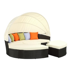 Quest Canopy Outdoor Patio Daybed - Espresso White 