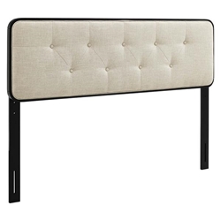 Collins Tufted King Fabric and Wood Headboard - Black Beige 