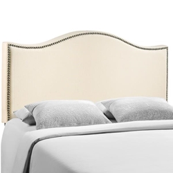 Curl Queen Nailhead Upholstered Headboard - Ivory 