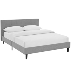 Linnea Queen Fabric Bed - Light Gray 