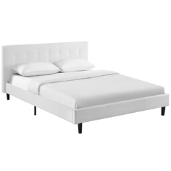 Linnea Queen Fabric Bed - White 