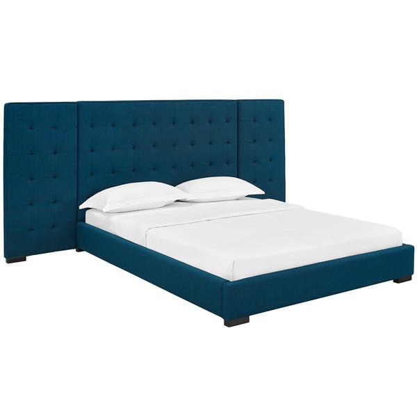 Sierra Queen Upholstered Fabric Platform Bed - Azure 