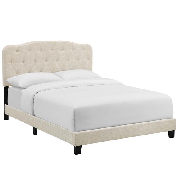 Amelia Full Upholstered Fabric Bed - Beige 