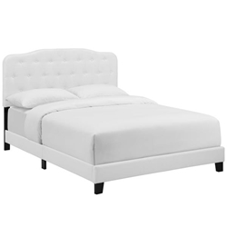 Amelia King Upholstered Fabric Bed - White 