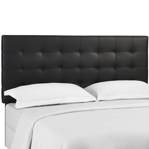 Paisley Tufted Full / Queen Upholstered Faux Leather Headboard - Black 