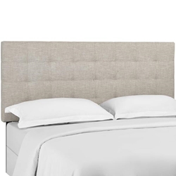 Paisley Tufted King and California King Upholstered Linen Fabric Headboard - Beige 