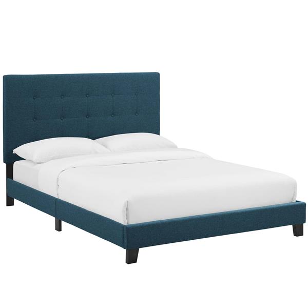 Melanie Twin Tufted Button Upholstered Fabric Platform Bed - Azure 