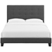 Melanie Twin Tufted Button Upholstered Fabric Platform Bed - Gray - MOD7995