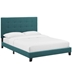 Melanie Queen Tufted Button Upholstered Fabric Platform Bed - Teal