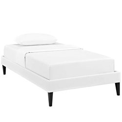 Tessie Twin Vinyl Bed Frame with Squared Tapered Legs - White 