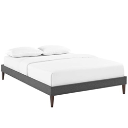Tessie King Fabric Bed Frame with Squared Tapered Legs - Gray 