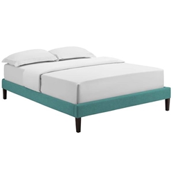 Tessie King Fabric Bed Frame with Squared Tapered Legs - Teal 