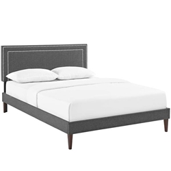 Virginia Full Fabric Platform Bed with Squared Tapered Legs - Gray 
