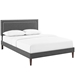 Virginia Full Fabric Platform Bed with Squared Tapered Legs - Gray - MOD8097