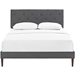 Tarah King Fabric Platform Bed with Squared Tapered Legs - Gray - MOD8183