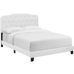 Amelia King Faux Leather Bed - White 
