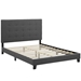 Melanie King Tufted Button Upholstered Fabric Platform Bed - Gray - MOD8194