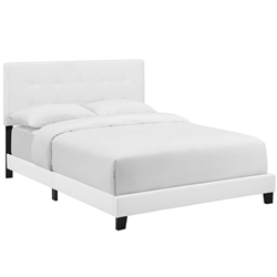 Amira Twin Upholstered Fabric Bed - White 