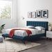 Julia Queen Biscuit Tufted Upholstered Fabric Platform Bed - Blue - MOD8230