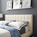 Julia Queen Biscuit Tufted Upholstered Fabric Platform Bed - Ivory - MOD8232