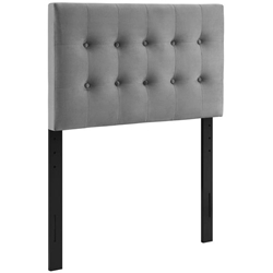Emily Twin Biscuit Tufted Performance Velvet Headboard - Gray 