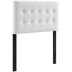 Emily Twin Biscuit Tufted Performance Velvet Headboard - White 