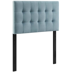 Lily Biscuit Tufted Twin Performance Velvet Headboard - Light Blue 