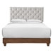 Rhiannon Diamond Tufted Upholstered Fabric Queen Bed - Walnut Beige - MOD8478