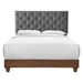 Rhiannon Diamond Tufted Upholstered Fabric Queen Bed - Walnut Gray - MOD8479