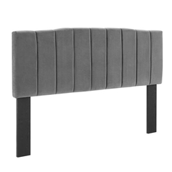 Camilla Channel Tufted Full/Queen Performance Velvet Headboard - Charcoal 