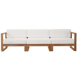 Upland Outdoor Patio Teak Wood 3-Piece Sectional Sofa Set A - Natural White 