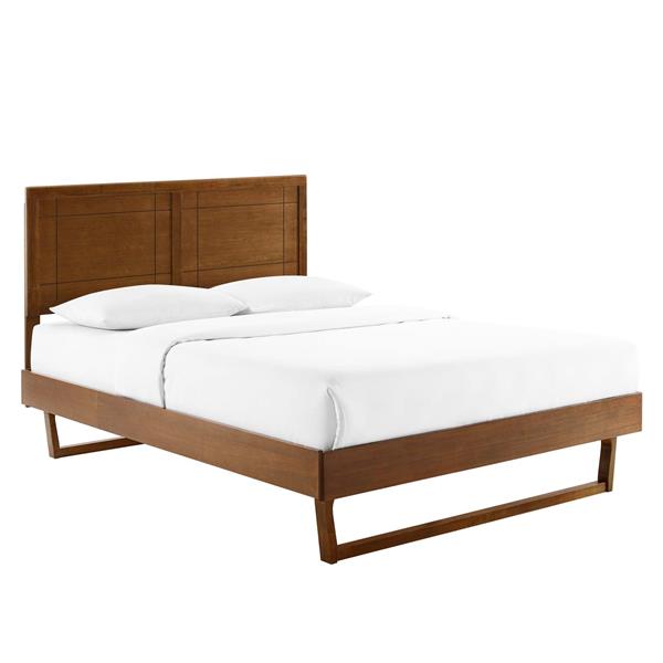 Marlee Queen Wood Platform Bed With Angular Frame - Walnut 
