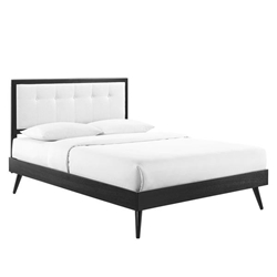 Willow Queen Wood Platform Bed With Splayed Legs - Black White 