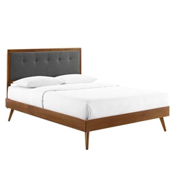 Willow Queen Wood Platform Bed With Splayed Legs - Walnut Charcoal 