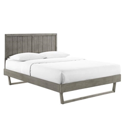 Alana King Wood Platform Bed With Angular Frame - Gray 